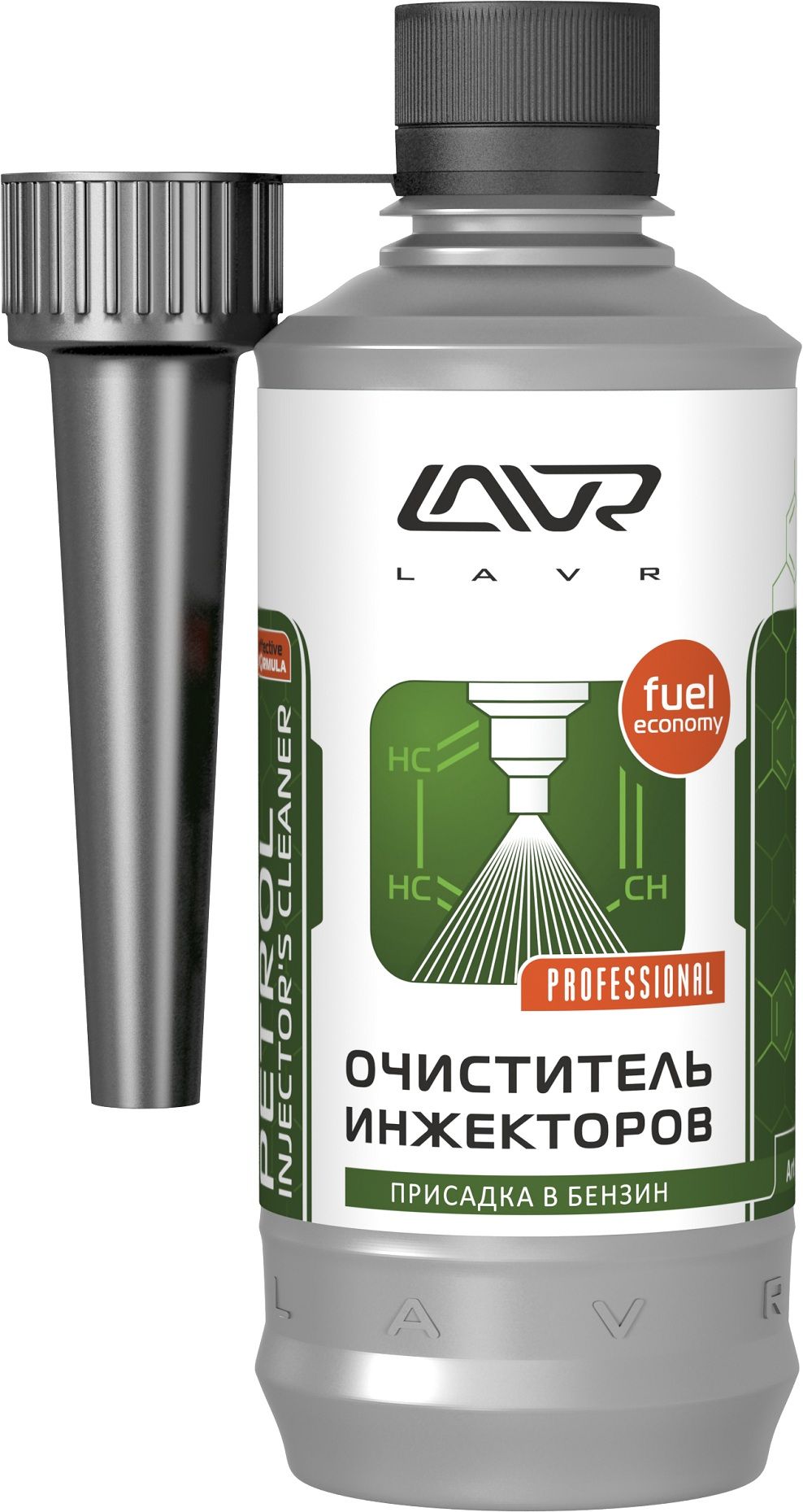 LN2109 LAVR Очиститель инжекторов присадка в бензин (на 40-60л) lavr injector cleaner с насадкой, 310мл ln2109