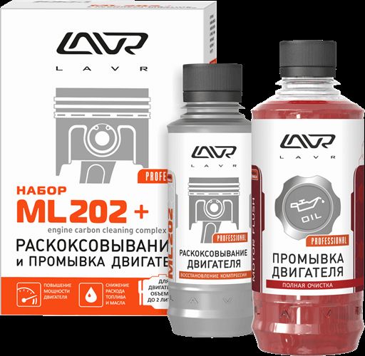 LN2505 LAVR Набор: раскоксовывание "Lavr мl-202 anti coks" + промывка двигателя "Motor flush"