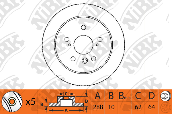 RN1223 NIBK Диск тормозной задний 288 мм Camry10-30 ES RX98- RN1223 NIBK