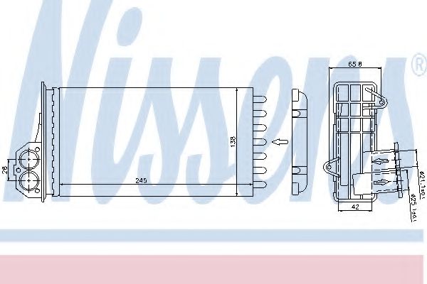 72941 NISSENS Радиатор PEUGEOT 206 98- [245X135] отопителя