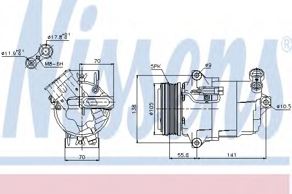 89038 NISSENS Компрессор кондиционера OPEL ASTRA H/ZAFIRA B 05-