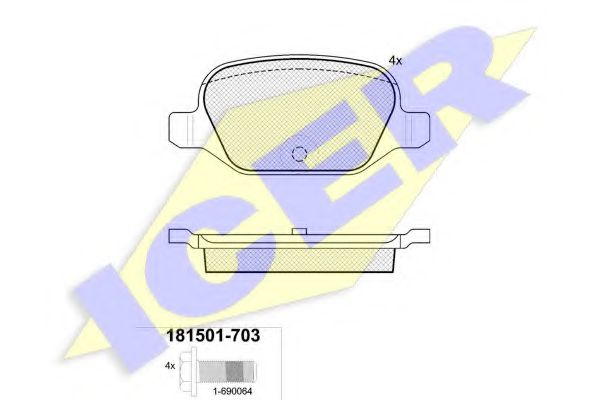 181501703 ICER к-т колодки fiat puntopandaidea500lan ypsilon 99- зад