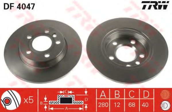 DF4047 LUCAS TRW/ZF RUSSIA    VW T4 90-03 D280mm TRW DF4047