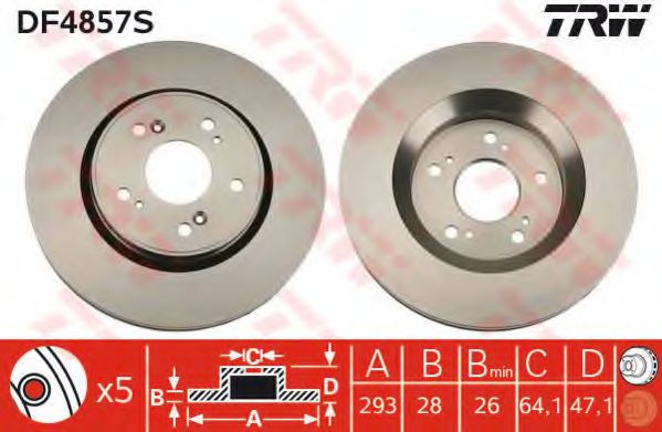 DF4857S LUCAS TRW/ZF RUSSIA Диск тормозной HONDA CR-V III 2.0-2.4 07- передний