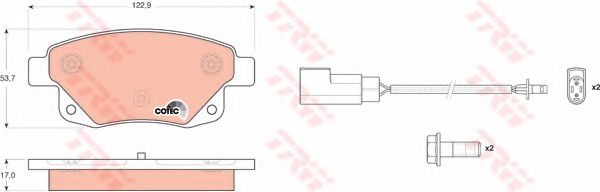 GDB1725 LUCAS TRW/ZF RUSSIA Колодки тормозные FORD TRANSIT 06- задн.с датчиком.