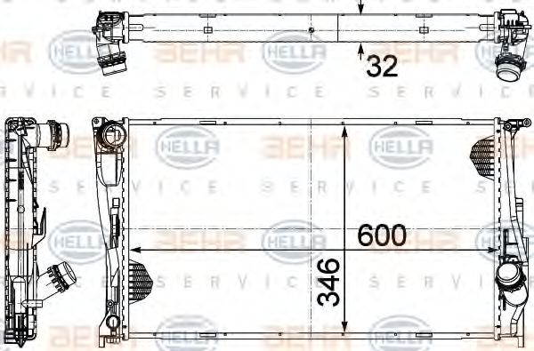 8MK376754011 BEHR-HELLA Радиатор, охлаждения двигателя BMW E9 1.82. 5 кор. авт.