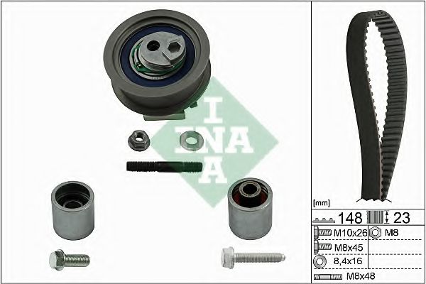 530044510 INA Комплект ремня ГРМ VAG A4/A6/OCTAVIA/GOLF 5/JETTA 3/PASSAT 04- 2.0