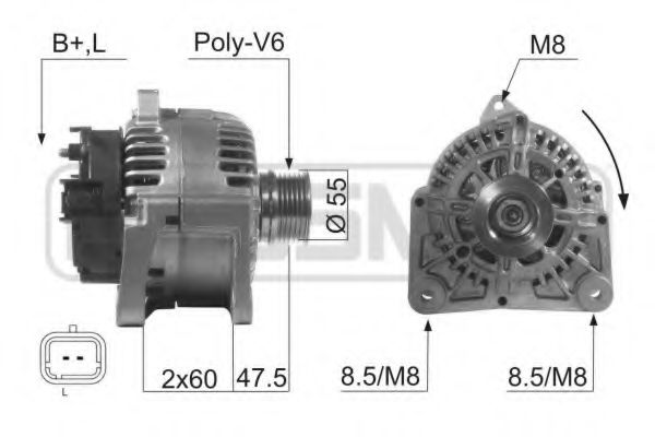 210511 ERA генератор ren duster, logan, sandero k4m 1.6 16v valeo