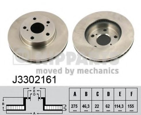 J3302161 NIPPARTS Диск торм.пер.cor olla 1.3/1.6 06-