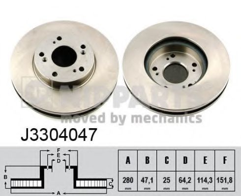 J3304047 NIPPARTS Диск тормозной HONDA ACCORD 2.2.4 3> (R15) передний