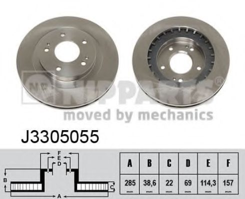 J3305055 NIPPARTS Диск торм. MITSUBISHI PAJERO PININ 1.82. 99- пер. вент.