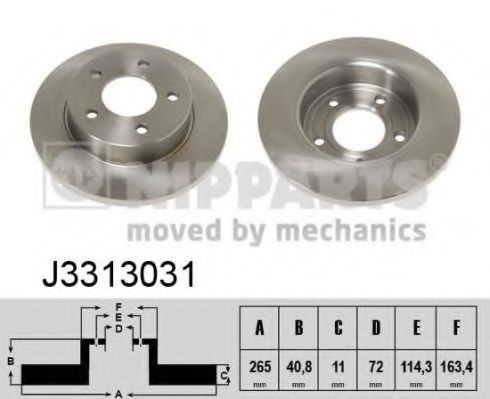 J3313031 NIPPARTS Диск торм.зад.DA 3 1.41.6 3- (DF4419)