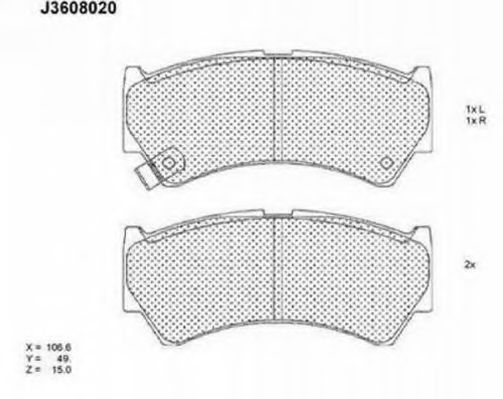 J3608020 NIPPARTS Колодки торм. SUZUKI BALENO 1.31.6 96- пер.