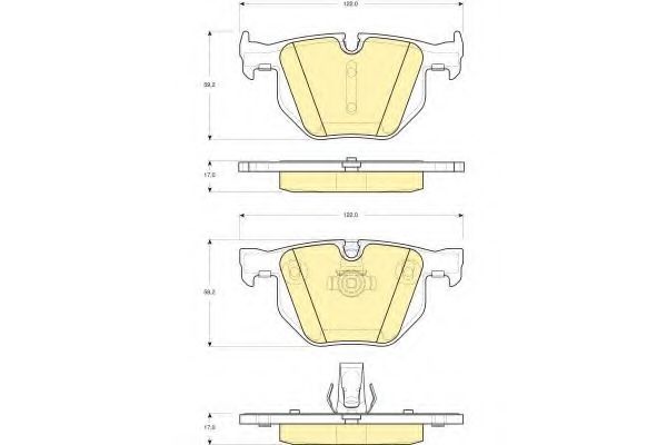 6115602 GIRLING колодки тормозные задние дисковые bmw e90e91e92  320i-335i 05 (122x59,2x17mm) 34216769105