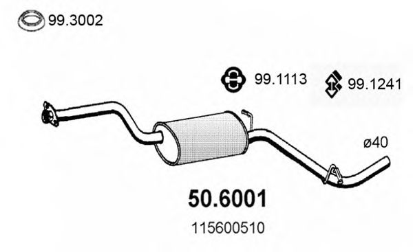 506001 ASSO Глушитель средняя часть
