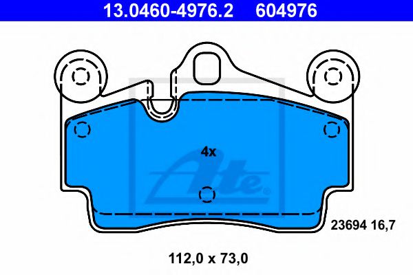 13046049762 ATE Колодки тормозные VAG/PORSCHE Q7/TOUAREG/CAYENNE 02- задн.
