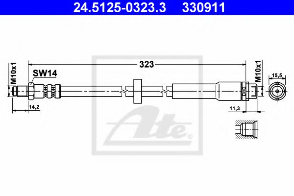24512503233 ATE Шланг тормозной VAG A6 -11 задн.