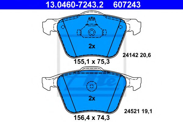 13046072432 ATE Колодки тормозные FORD/VOLVO S-MAX/S60/S80/V60/V70/XC70 10-/15- перед.(R16,5/R17,5)