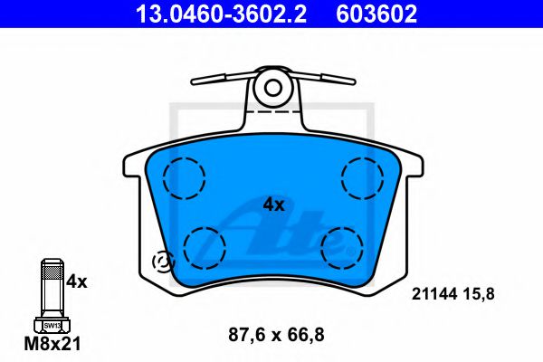 13046036022 ATE Колодки тормозные AUDI 80/100/A4/A6 -04 задн.