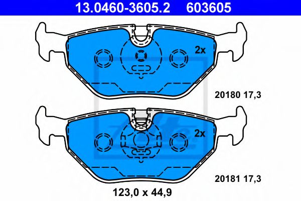 13046036052 ATE Колодки тормозные BMW 3(E36)/E(46) -05 задн.