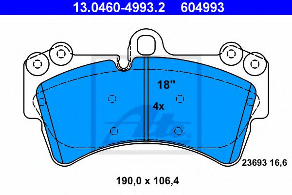 13046049932 ATE Колодки тормозные VAG/PORSCHE Q7/TOUAREG/CAYENNE 02- перед.