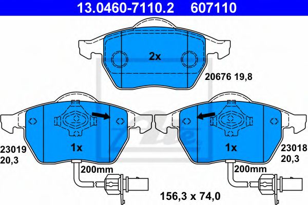 13046071102 ATE Колодки тормозные VAG A4/A6/SUPERB/PASSAT 00- перед.