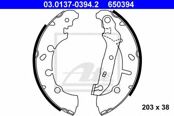 03013703942 ATE Колодки тормозные FORD FIESTA/FUSION 01- барабан.