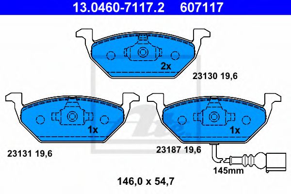 13046071172 ATE Колодки тормозные VAG A1/A2/A3/FABIA/YETI/OCTAVIA/ROOMSTER/BORA/CADDY/GOLF/JETTA 96- перед.