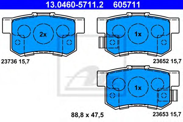 13046057112 ATE Колодки тормозные HONDA CIVIC/CR-V 01- задн.