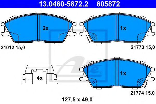 13046058722 ATE Колодки тормозные HYUNDAI ACCENT/GETZ 94-/02- передн.