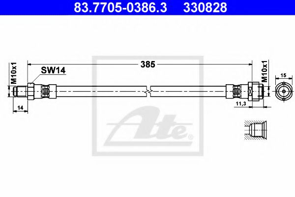 83770503863 ATE Шланг тормозной MB C(W203)/C(W204) передн