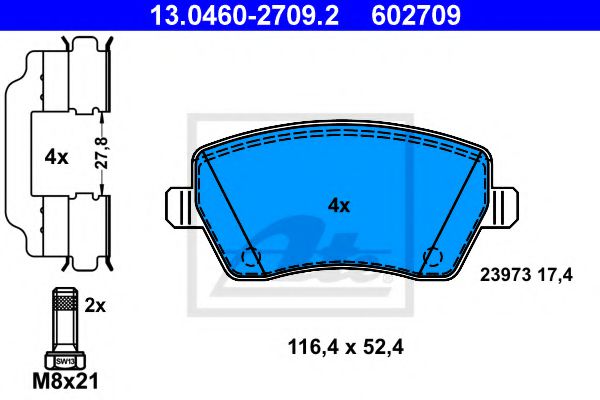 13046027092 ATE Колодки тормозные RENAULT/NISSAN/SUZUKI CLIO3/LOGAN/DUSTER/TWINGO/NOTE/TIIDA/SWIFT 04- перед.