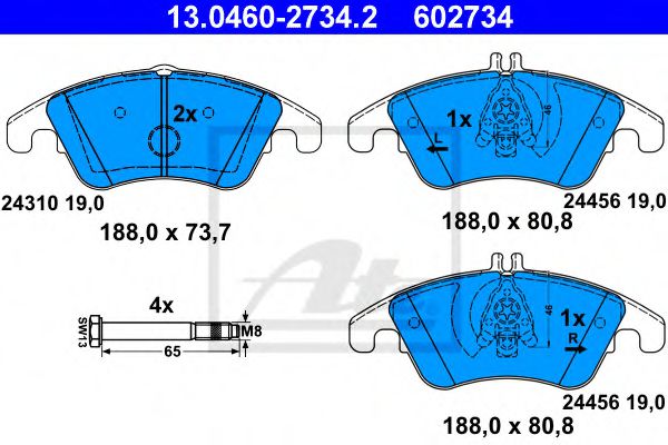 13046027342 ATE Колодки тормозные MB C(W204)/E(W212) 07- перед. Спорт