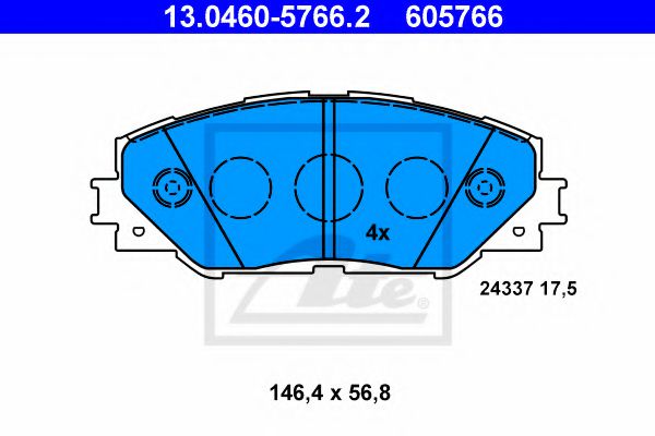 13046057662 ATE Колодки тормозные TOYOTA AURIS/PRIUS/RAV 4 06- перед.