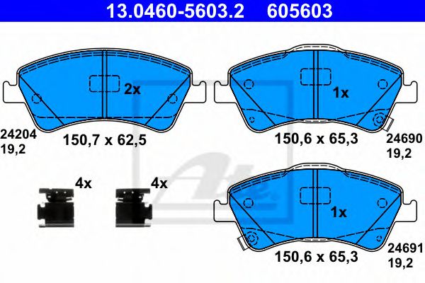 13046056032 ATE Колодки тормозные TOYOTA AURIS/AVENSIS/VERSO 07- передн.