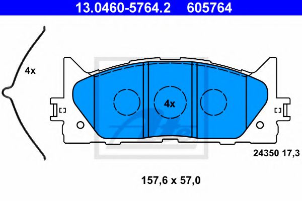13046057642 ATE Колодки тормозные TOYOTA/LEXUS CAMRY V40/CAMRY V50/ES 06- перед.