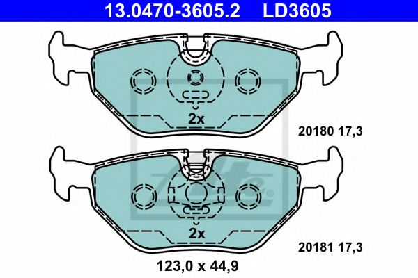 13047036052 ATE колодки торм bmw 3 e36e46 z3 z4 e85 mg zt rover 75 rxrj saab 9-5 ys3e r 9510>