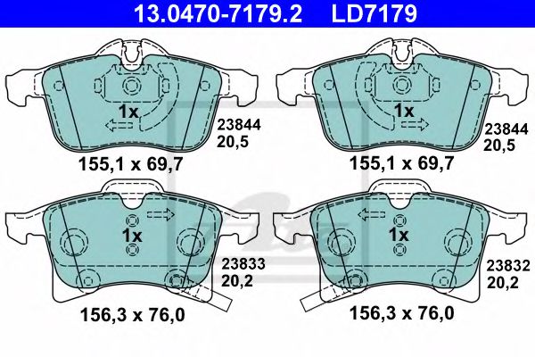 13047071792 ATE Колодки тормозные OPEL ASTRA H/MERIVA/ZAFIRA 03- передн. Ceramic