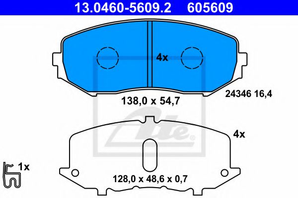 13046056092 ATE колодки дисковые п. suzuki grand vitara 1.6vvt2.0i jlx1.9ddis 06>