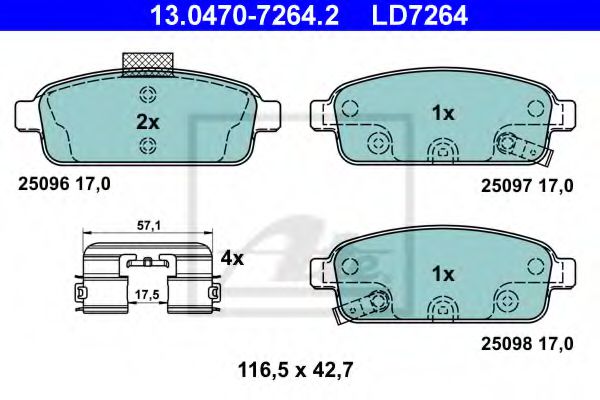 13047072642 ATE с антискрип.пл-миopel astra, chevrolet cruze 1.4-2. 9>