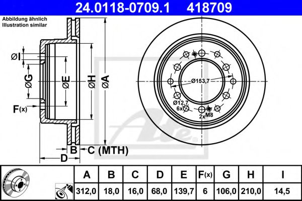 24011807091 ATE Диск тормозной TOYOTA/LEXUS LAND CRUISER PRADO/GX 02- задн.