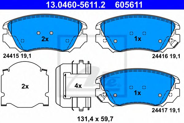 13046056112 ATE Колодки opl insignia 1.4-2.0tbit2.0cdti 08- пер