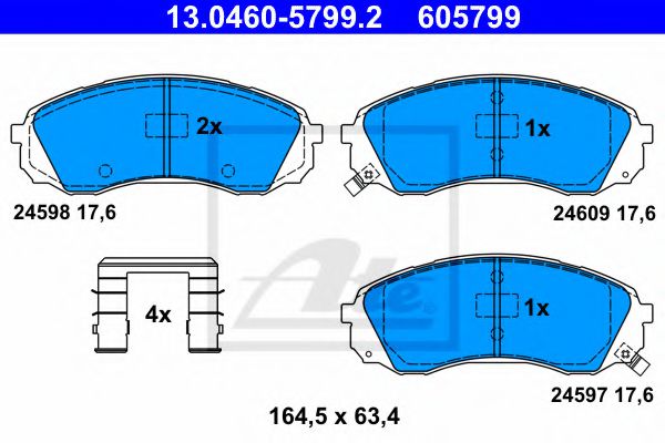13046057992 ATE  с антискрип. пластинами kia carnival 2.7i v62.9crdi 6>