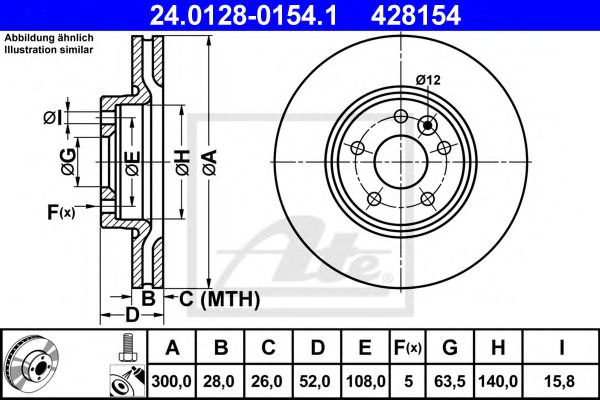 24012801541 ATE Диск тормозной FORD/VOLVO/LR MONDEO 4/S60/S80/XC70/EVOQUE/FREELANDER 06- перед.