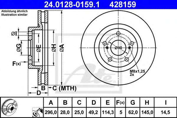 24012801591 ATE Диск тормозной TOYOTA/LEXUS CAMRY/RAV4/ES 06- вент. перед. D=296