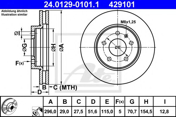 24012901011 ATE тормозной диск пер вент chevrolet captiva opel antara