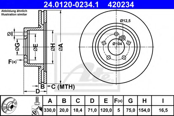 24012002341 ATE Диск тормозной BMW X3(F25) 10- задн. xDrive