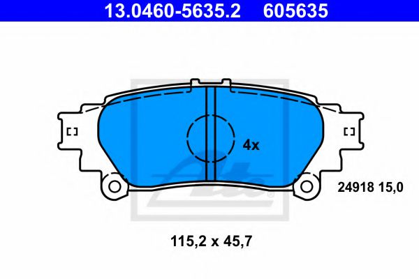 13046056352 ATE Колодки тормозные LEXUS RX/PRIUS -15/12- задн.