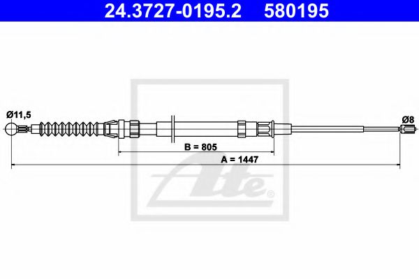 24372701952 ATE Трос руч.тормоза vw golfjetta 07