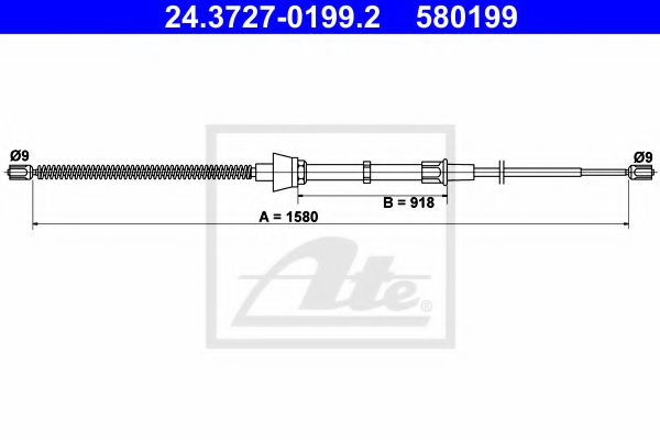 24372701992 ATE ТРОС РУЧНИКА БАРАБАН.SKODA FABIA 1,0-2,0TDISDI 99-VW POLO 1.21.41.9TDISDIFSI 01-